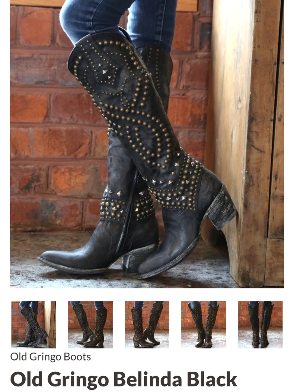 Old Gringo Black Studded Belinda Knee-High Boots